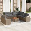 vidaXL Set Divano da Giardino 10 pz con Cuscini Beige in Polyrattan