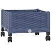 vidaXL Vaso da Giardino con Ruote Blu Grigio 40 x 40 x 33 cm PP