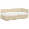 vidaXL Struttura Letto Angolare con Materasso 2 pcs Crema Velluto