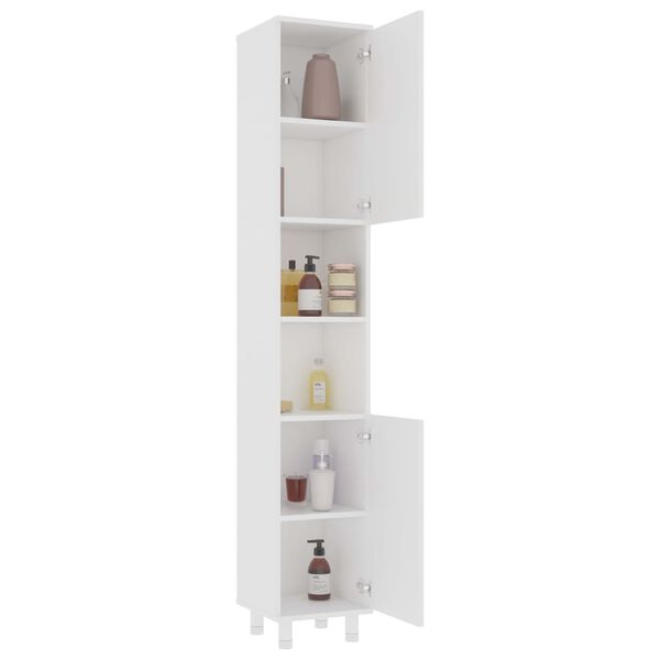 vidaXL Mobile da Bagno Bianco 30x30x179 cm in Legno Multistrato