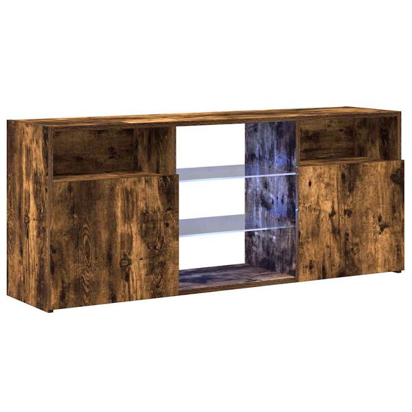 vidaXL Mobile Porta TV con Luci LED Rovere Fumo 120x30x50 cm