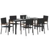 vidaXL Set da Pranzo per Giardino 7 pcs Nero polyrattan