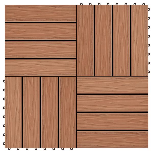 vidaXL Piastrelle 11 pz Goffrature WPC 30x30 cm 1 mq Marrone Chiaro