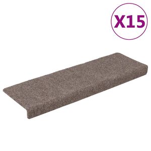 vidaXL Tappetini per scale autoadesivi 15 pz 65x21x4 cm beige bordo rettangolare