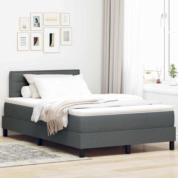 vidaXL Letto a molle con materasso Grigio scuro 120 x 190 cm Tessuto