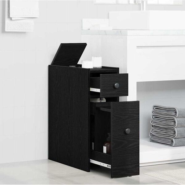 vidaXL Set di mobili per il bagno Rovere Nero 80 x 18 x 60 cm