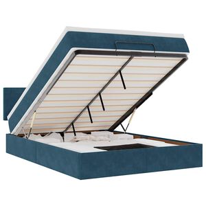 vidaXL Struttura Letto Pouf con Materasso Blu 140x200cm in Velluto