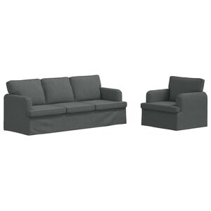 vidaXL Set di divani 2 pz Grigio scuro Tessuto