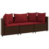 vidaXL Set Divano da Giardino 3 pz con Cuscini Marrone in Polyrattan