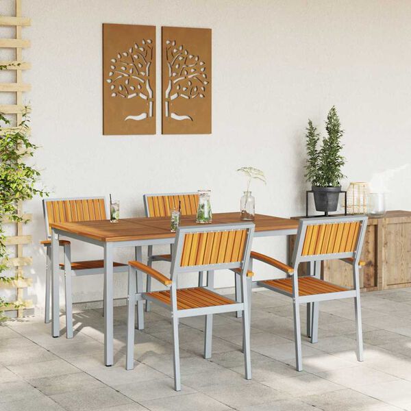vidaXL Set da Pranzo per Giardino 5 pcs Grigio e marrone