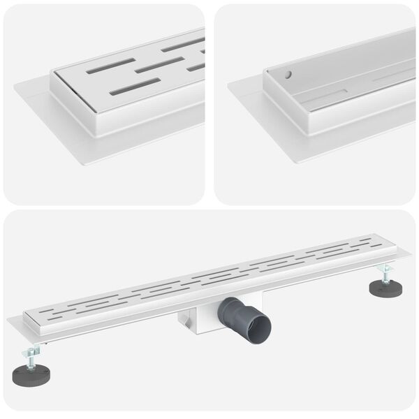 vidaXL Drenaggio doccia con design a striscia Argento 70 cm