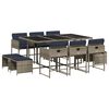 vidaXL Set da pranzo da giardino da 11 pz con Cuscini in Polyrattan Grigio