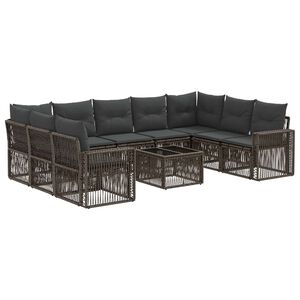 vidaXL Set Divano da Giardino 10 pcs Grigio e Grigio Scuro polyrattan