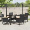 vidaXL Set da Pranzo per Giardino con cuscino 5 pcs Nero polyrattan