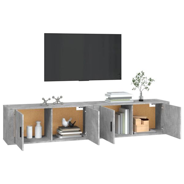 vidaXL Mobili Porta TV a Parete 2 pz Grigio Cemento 100x34,5x40 cm