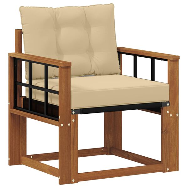 vidaXL Divano da esterno Legno di Acacia Massello e Textilene Naturale