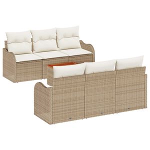 vidaXL Set Divano da Giardino 7 pcs Beige e Crema polyrattan