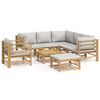 vidaXL Set Salotto da Giardino 8pz con Cuscini Grigio Chiaro Bamb&ugrave;