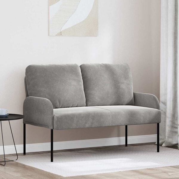 vidaXL Divani con cuscino 110cm Grigio chiaro Legno compensato