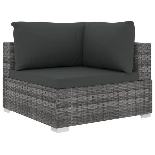 vidaXL Set Divani da Giardino 8 pz con Cuscini in Polyrattan Grigio