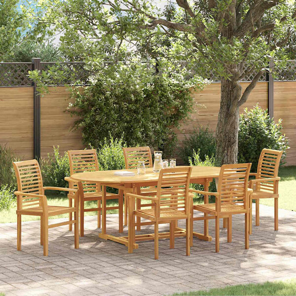 vidaXL Set da Pranzo per Giardino 7 pcs Marrone Legno di teak solido