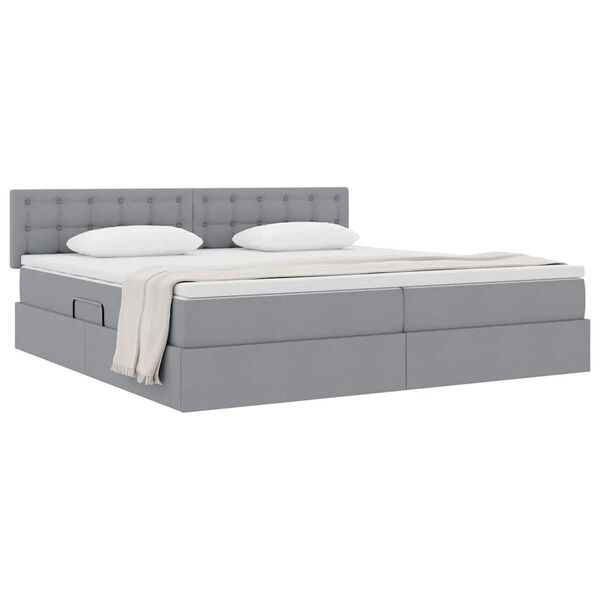 vidaXL Letto con contenitore e materasso Grigio chiaro 200 x 200 cm