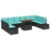 vidaXL Set Divano da Giardino 11 pz Nero Poly Rattan