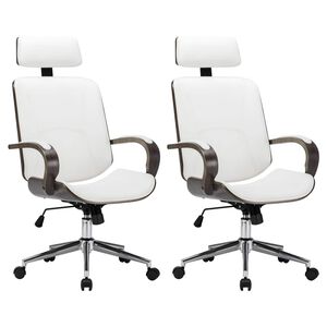 vidaXL Sedie da Ufficio Girevoli con Poggiatesta 2 pz Similpelle