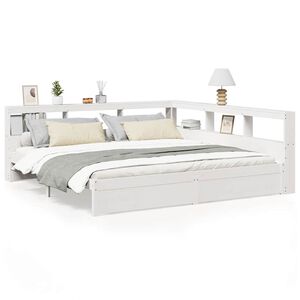 vidaXL Letto Libreria senza Materasso Bianco 200x200 cm Legno di Pino