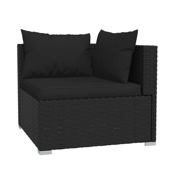 vidaXL Set Divani da Giardino 5 pz con Cuscini in Polyrattan Nero