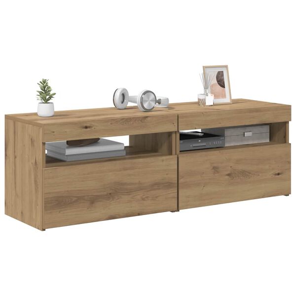 vidaXL Mobili Porta TV con LED 2 pz Artigianale in Legno Multistrato