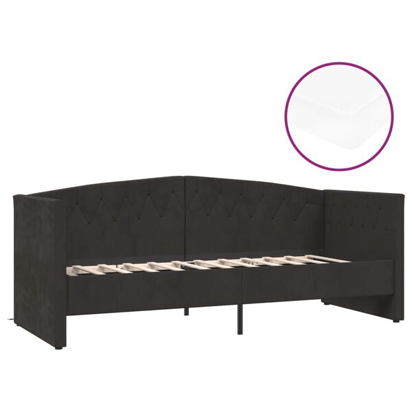 vidaXL Dormeuse con Materasso USB Nero in Velluto 90x200 cm