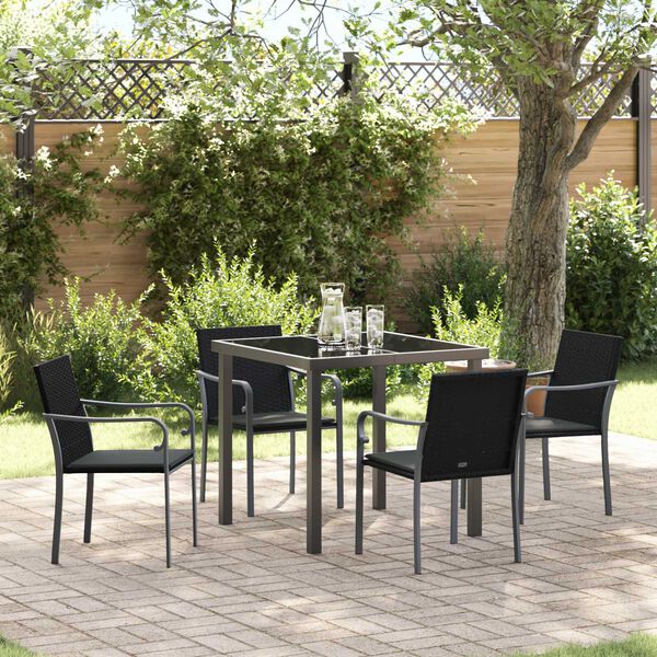 vidaXL Set da Pranzo per Giardino 5 pcs Nero Poly Rattan