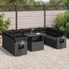 vidaXL Set Divani da Giardino 10pz con Cuscini in Polyrattan Nero