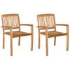 vidaXL Sedie da Giardino Impilabili 2 pz in Legno Massello di Teak