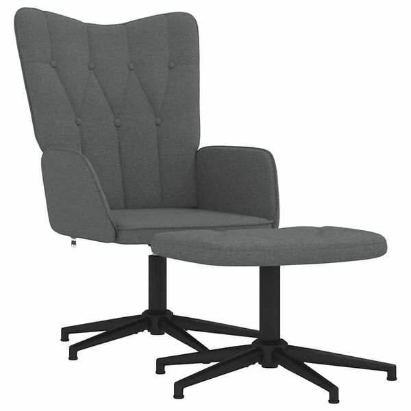 vidaXL Poltrona Relax con Sgabello Grigio Scuro in Tessuto