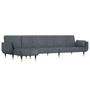 vidaXL Divano Letto a L Grigio Scuro 275x140x70 cm in Velluto