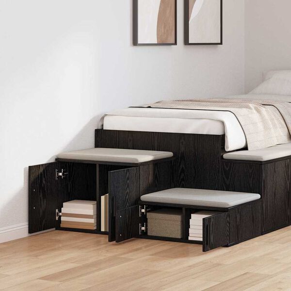 vidaXL Armadio 2 pcs Rovere Nero 103 x 41 x 40 cm Legno multistrato