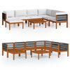 vidaXL Set da giardino 8 pezzi con cuscini in legno crema, acacia e corda