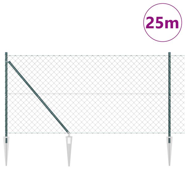 vidaXL Palo della recinzione Verde 1 x 25 m (maglia 60 x 60 mm)