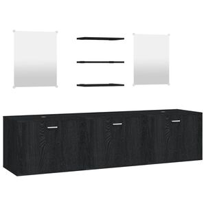 vidaXL Set Mobili da Bagno 6 pz Nero in Legno Multistrato