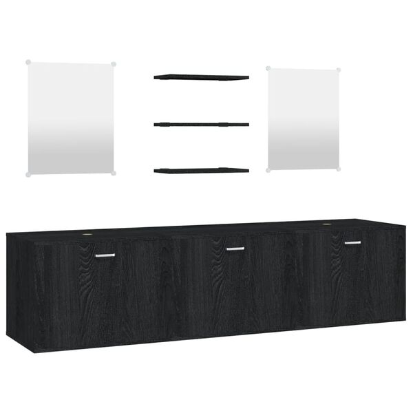 vidaXL Set Mobili da Bagno 6 pz Nero in Legno Multistrato