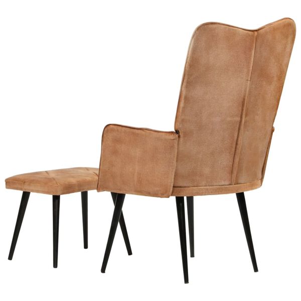 vidaXL Poltrona Wingback con Poggiapiedi Marrone in Tela