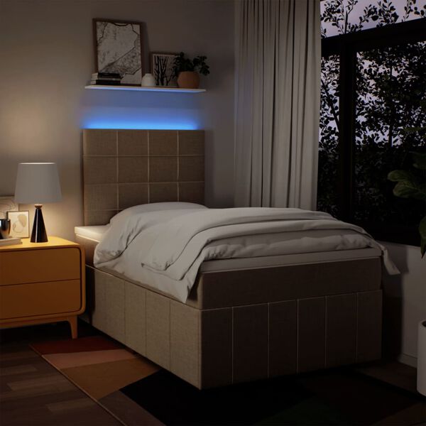 vidaXL Giroletto a Molle con Materasso Crema 120x200 cm in Tessuto