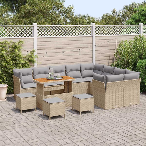 vidaXL Set Divano da Giardino con cuscino 13 pcs beige e grigio chiaro