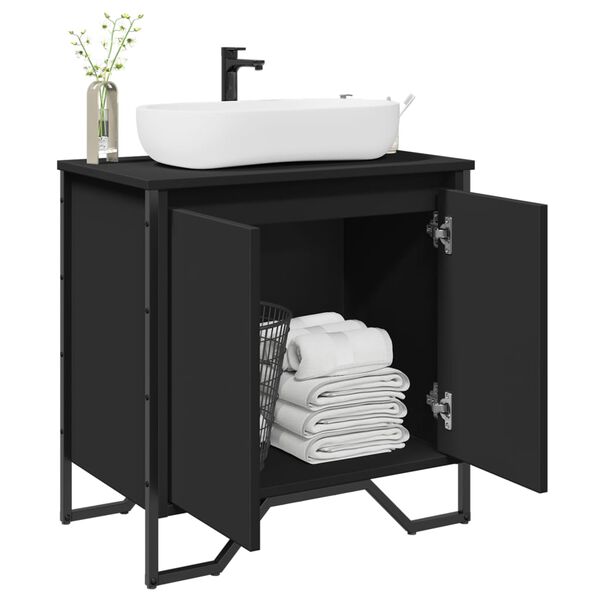 vidaXL Mobile Lavabo Bagno Nero 60x35x60 cm in Truciolato