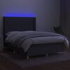 vidaXL Letto a Molle Materasso e LED Grigio Scuro 140x190cm in Tessuto