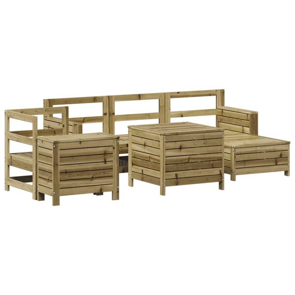 vidaXL Set Divani da Giardino 7 pz in Legno Impregnato di Pino