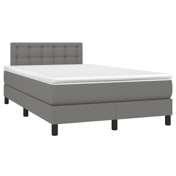 vidaXL Letto a Molle Materasso e LED Grigio Scuro 120x200cm in Tessuto