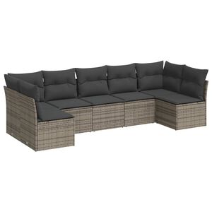 vidaXL Set Divani da Giardino 7 pz con Cuscini Grigio in Polyrattan